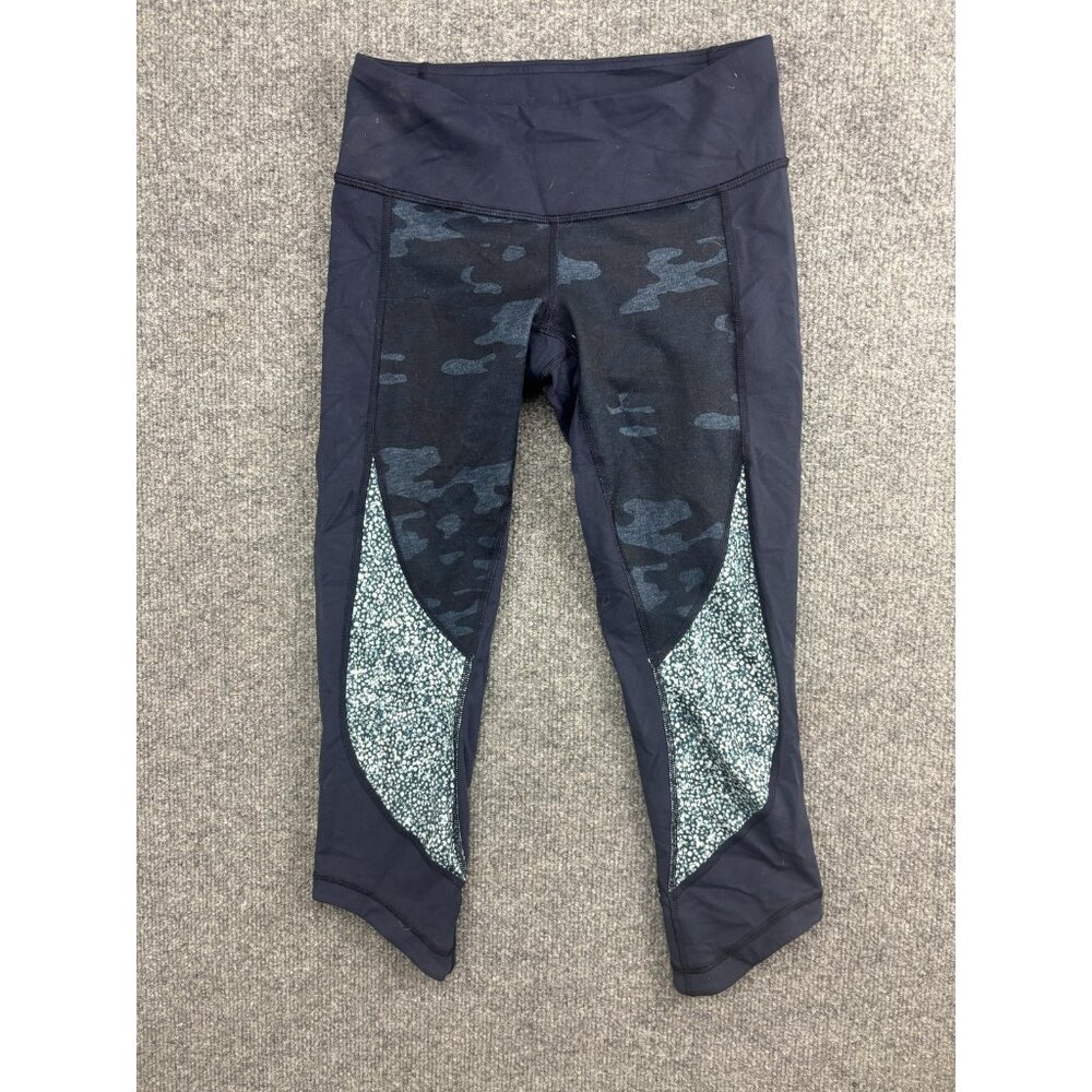 Lululemon Leggings Womens 4 Multicolor Camo Capri Print Panels Yoga Gym Workout